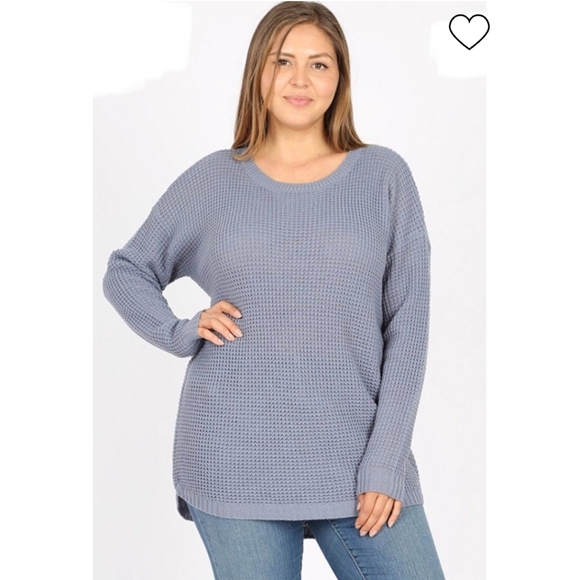 Zenana premium Round-neck Waffle sweater size:L - Picture 1 of 7
